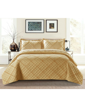 3 PCS Bedspread Ruffle Embossed Quilted Bed Throw Bedding Set With Pillow Shams
