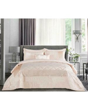Beige 3 Piece Sequin Pattern Bedspread/Comforter With Pillow shams 