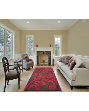 Devo Mat Luxury Area Brown Red Anti Skid Fungal Floral Carpet