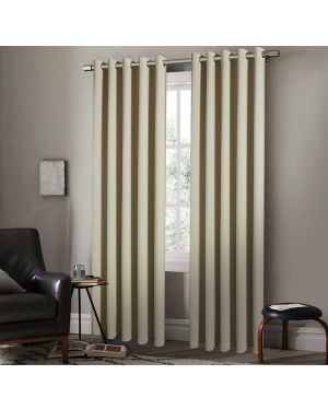 Insulated Heavy Thermal Blackout Curtains Pair Ring Top Eyelet Darkening Arlesa Cream Curtain Panels