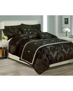 Kambar Damask Printed Black Duvet Cover Bedding Set and Pillowcase