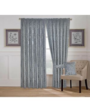 Amber Jacquard Tape Top Pencil Pleat Window Grey Curtains/Cushion Cover