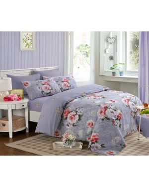 Sopron Complete Cotton Bedding Set Printed Design in Purple Colour