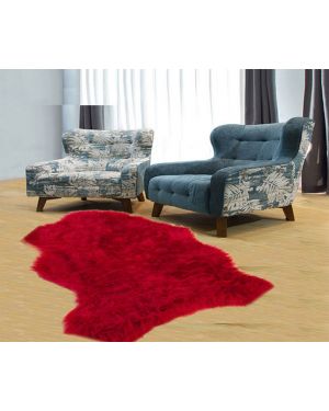 Shaggy rug 100% Polyester Faux Fur Soft Door Mat in red Colour