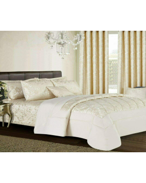 3Pcs Paisley Floral Heavy Jacquard Bedspread Quilted Bedding Set 2 Pillow Shams BeigeLubango