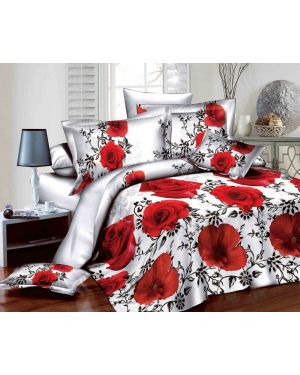 4 Pieces 3D Quilt Cover Duvet Set Complete Bedding Set with Fitted Sheet Pillowcase