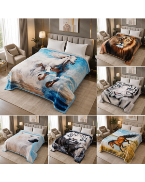 Faux Fur Throw Blanket 200x240 cm Digital 3D Animal Print Soft Fluffy Fleece Warm Lightweight King Size Sofa Bed Cover