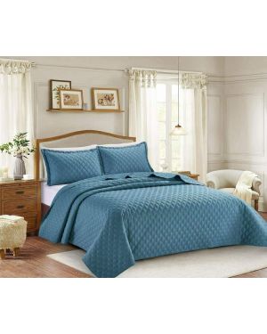 3Pcs Modern Quilted With 2 Pillow Shams Horsen Bedspread Comforter Throw