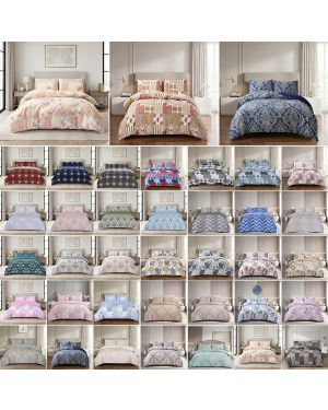 Complete Bedding Set Cotton Rich Luxury Duvet Quilt Cover Set with Fitted Sheet & Pillowcases