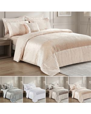 Duvet Quilt Cover Set Luxury 3 Piece Crushed Velvet & Satin Bedding with Pillowcases