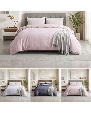Duvet Cover Bedding Set Luxury 100% Pure Cotton Waffle Textured Quilt Cover Set with Pillowcases