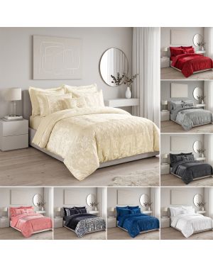 Crushed Velvet Duvet Cover Bedding Set – Soft Velvet Quilt Cover Set with Pillow Cases