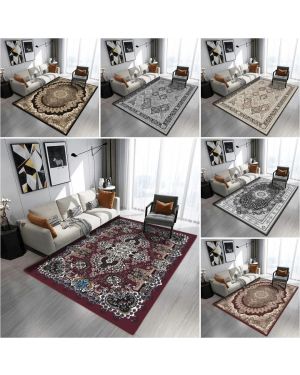 Traditional Medallion Rug Soft Polyester Area Rug with Non Slip Felt Backing Washable Living Room Bedroom Hallway Rug