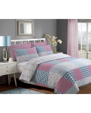 Sopron Complete Cotton Bedding Set Printed Design In Pink Colour
