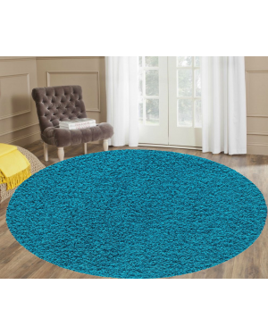 Ashely Teal Round Center Piece Water Resistant Rug 