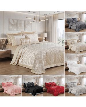 Bedspread Set Crushed Velvet 3 Piece Quilted Luxury Bedding with Pillow Shams
