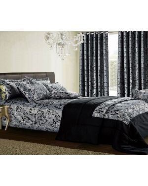 3Pcs Paisley Floral Heavy Jacquard Bedspread Quilted Bedding Set 2 Pillow Shams Black Lubango