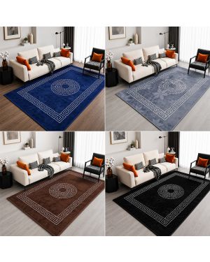 Greek Key Rug Vibe Teddy Feel Living Room Carpet, Modern Soft Non Shedding Area Rug