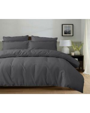 3 Piece lyn Grey Duvet Quilt Cover Bedding Set 100% Cotton with Pillow Cases