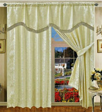 Fully Lined Readymade Pencil Pleat Heavy weight Jacquard /Chenille Curtains Pair 